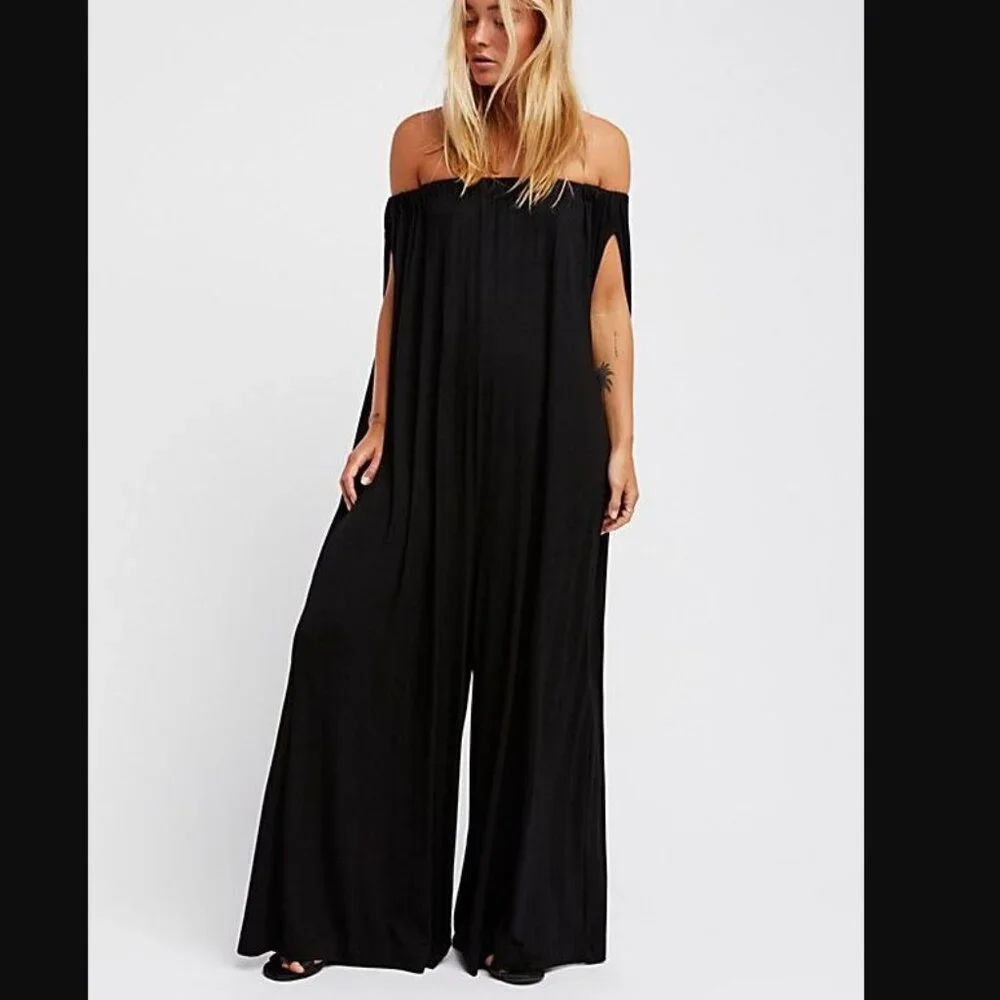 Free People FP Beach Mexicali Jumpsuit Womens Small S Black One Piece Knit II09 - Picture 1 of 8